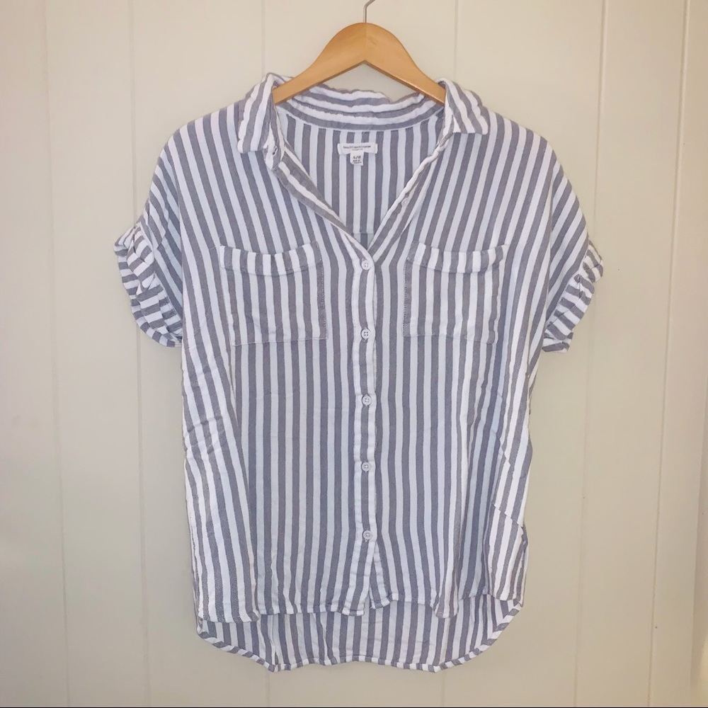 Striped button down short sleeve